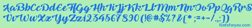 QueenOfHeaven Font – Blue Fonts on Green Background