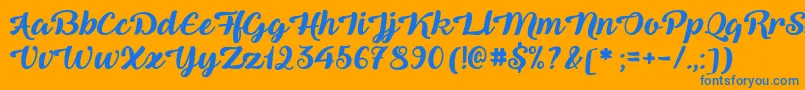 QueenOfHeaven Font – Blue Fonts on Orange Background