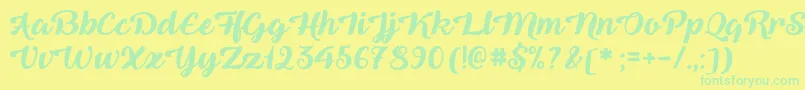 QueenOfHeaven Font – Green Fonts on Yellow Background
