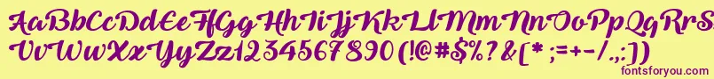 QueenOfHeaven Font – Purple Fonts on Yellow Background