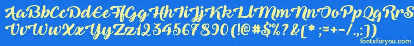 QueenOfHeaven Font – Yellow Fonts on Blue Background