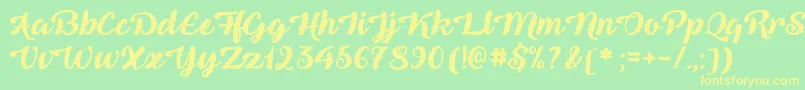 QueenOfHeaven Font – Yellow Fonts on Green Background