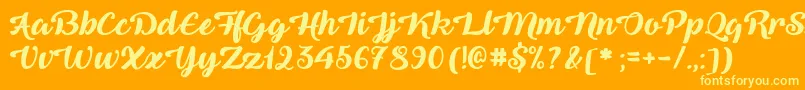QueenOfHeaven Font – Yellow Fonts on Orange Background