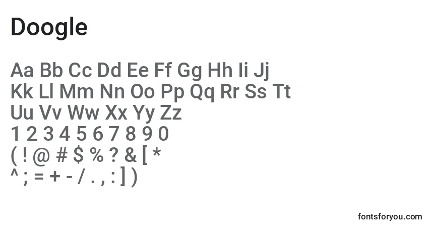 A fonte Doogle – alfabeto, números, caracteres especiais