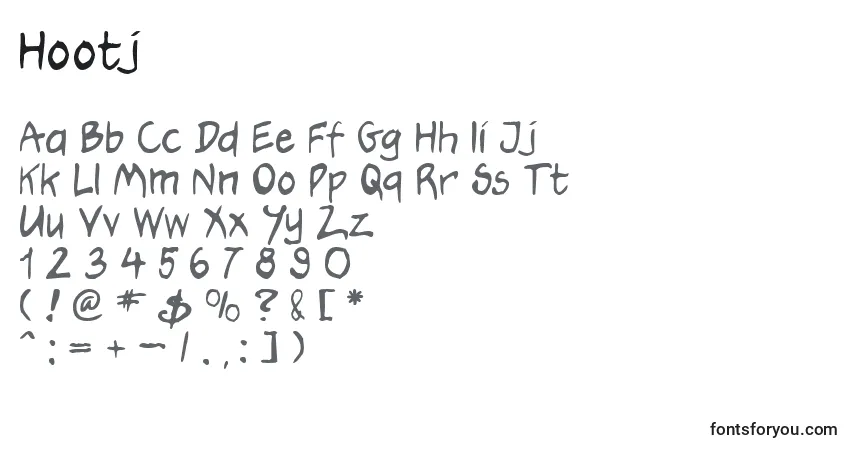 Czcionka Hootj – alfabet, cyfry, specjalne znaki