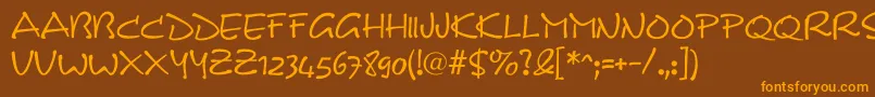 Dsnote-Schriftart – Orangefarbene Schriften auf braunem Hintergrund