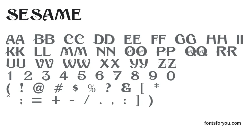 Шрифт Sesame – алфавит, цифры, специальные символы