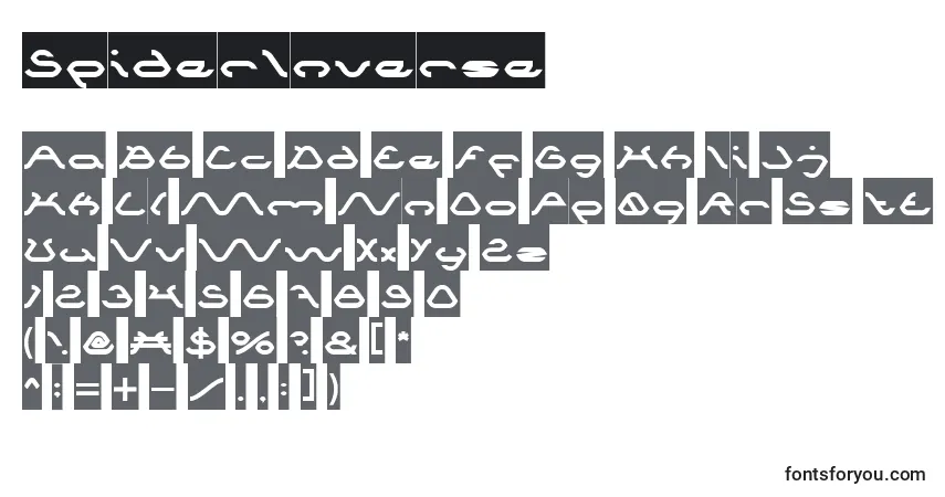 Шрифт SpiderInverse – алфавит, цифры, специальные символы
