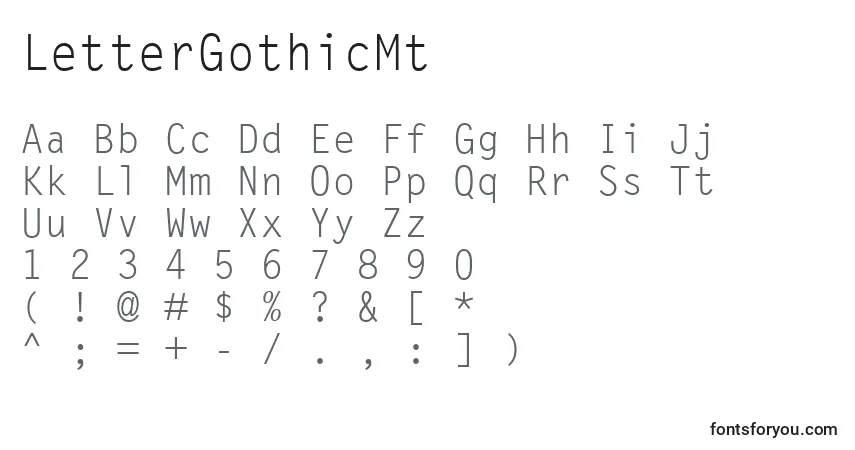 A fonte LetterGothicMt – alfabeto, números, caracteres especiais