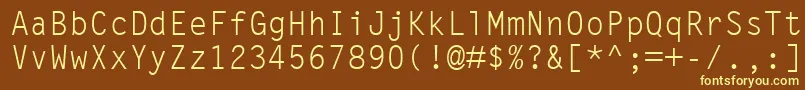 LetterGothicMt-fontti – keltaiset fontit ruskealla taustalla