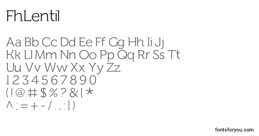 Шрифт FhLentil – алфавит, цифры, специальные символы