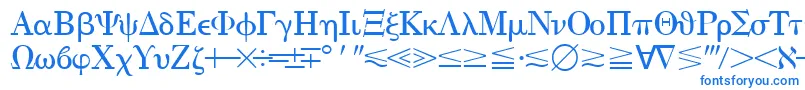 フォントQuantapithreessk – 白い背景に青い文字