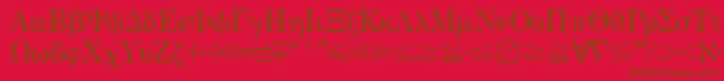 Quantapithreessk-Schriftart – Braune Schriften auf rotem Hintergrund