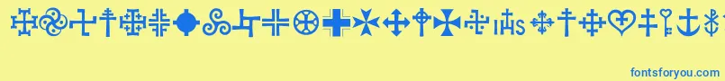 Crux Font – Blue Fonts on Yellow Background