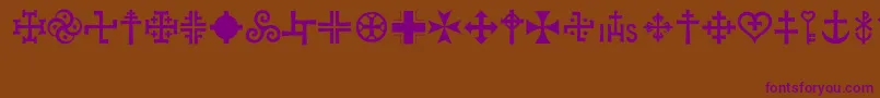 Police Crux – polices violettes sur fond brun