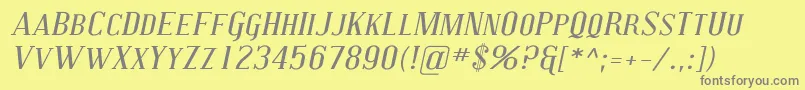 フォントCovingtonScExpItalic – 黄色の背景に灰色の文字