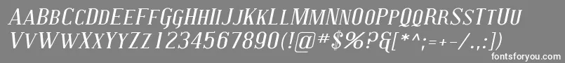 フォントCovingtonScExpItalic – 灰色の背景に白い文字