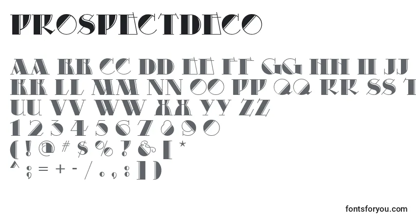 Fuente ProspectDeco - alfabeto, números, caracteres especiales