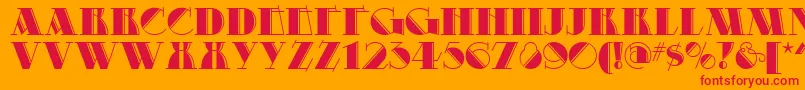 ProspectDeco-Schriftart – Rote Schriften auf orangefarbenem Hintergrund