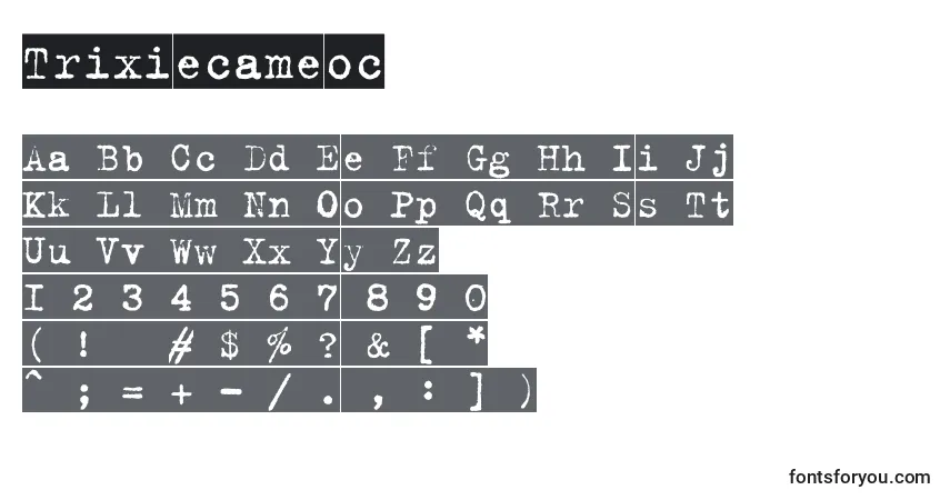 Czcionka Trixiecameoc – alfabet, cyfry, specjalne znaki
