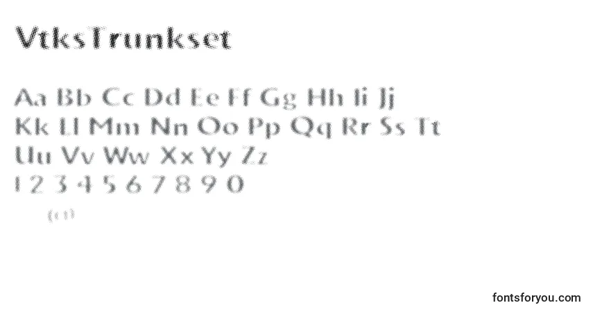 A fonte VtksTrunkset – alfabeto, números, caracteres especiais