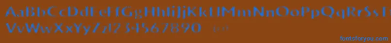 フォントVtksTrunkset – 茶色の背景に青い文字