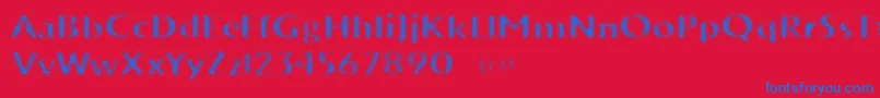 VtksTrunkset-Schriftart – Blaue Schriften auf rotem Hintergrund