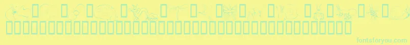 Saiba mais sobre a fonte KrCuteAsABug Fonte KrCuteAsABug – fontes verdes em um fundo amarelo