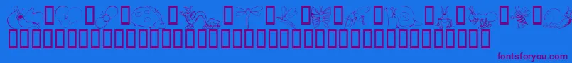 KrCuteAsABug Font – Purple Fonts on Blue Background
