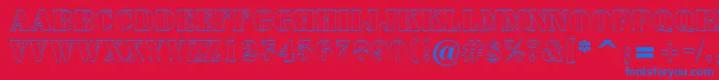 AStampershフォントについての詳細 フォントAStampersh – 赤い背景に青い文字