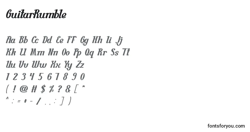 A fonte GuitarRumble – alfabeto, números, caracteres especiais