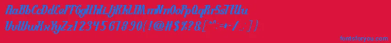 GuitarRumble-Schriftart – Blaue Schriften auf rotem Hintergrund