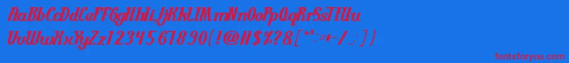 GuitarRumble-Schriftart – Rote Schriften auf blauem Hintergrund