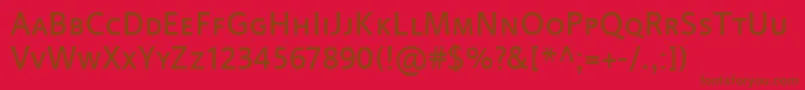 LinotypeProjektSmallCaps-Schriftart – Braune Schriften auf rotem Hintergrund