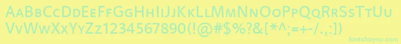 LinotypeProjektSmallCaps Font – Green Fonts on Yellow Background