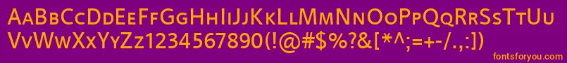 LinotypeProjektSmallCaps Font – Orange Fonts on Purple Background