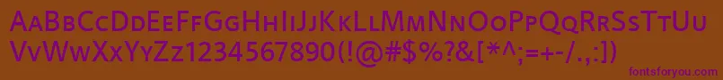 LinotypeProjektSmallCaps Font – Purple Fonts on Brown Background