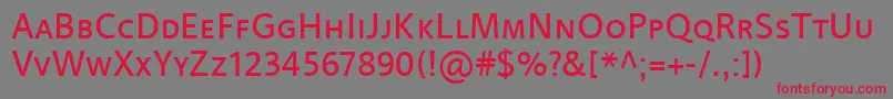 Czcionka LinotypeProjektSmallCaps – czerwone czcionki na szarym tle