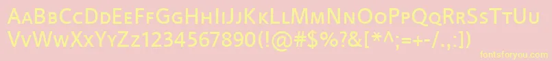 LinotypeProjektSmallCaps-Schriftart – Gelbe Schriften auf rosa Hintergrund