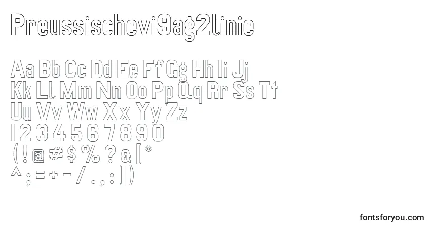 Czcionka Preussischevi9ag2linie – alfabet, cyfry, specjalne znaki