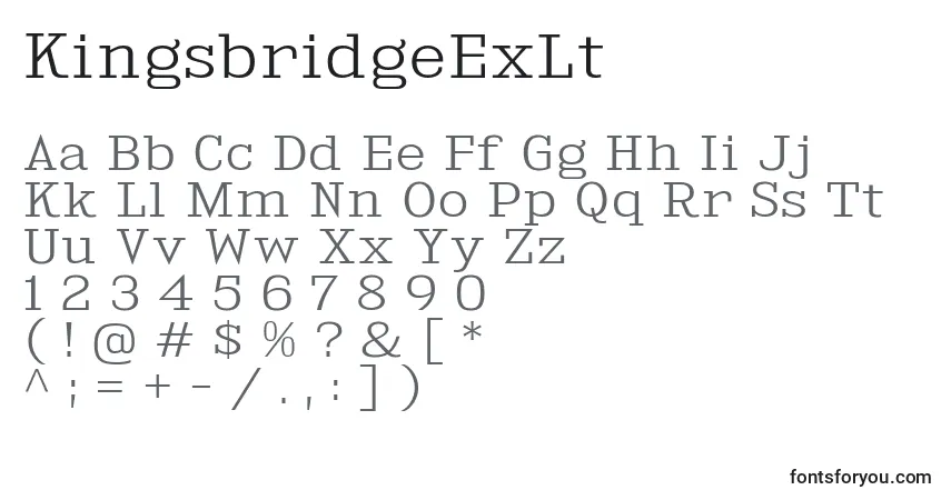 Schriftart KingsbridgeExLt – Alphabet, Zahlen, spezielle Symbole