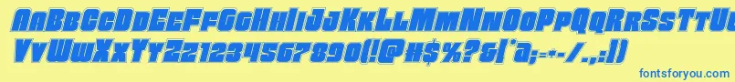Funkmachineacadital Font – Blue Fonts on Yellow Background