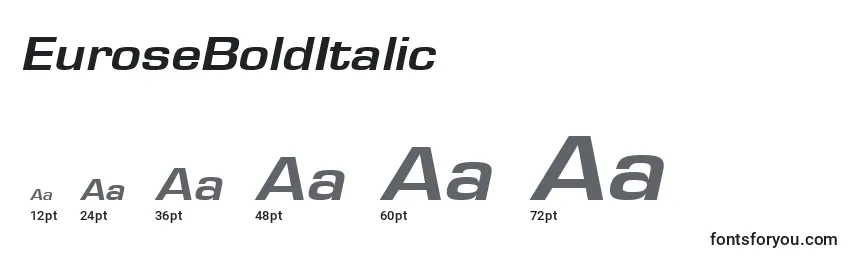 Размеры шрифта EuroseBoldItalic
