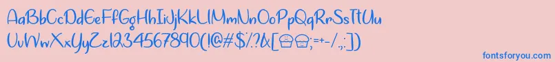 フォントLetsBakeMuffinsOtf – ピンクの背景に青い文字