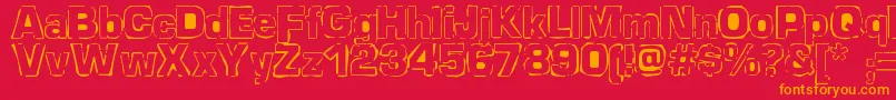 Newstile-Schriftart – Orangefarbene Schriften auf rotem Hintergrund