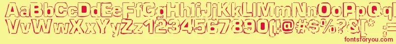 Newstile-Schriftart – Rote Schriften auf gelbem Hintergrund