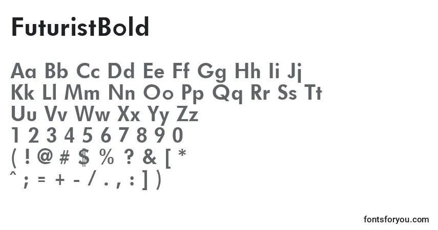 Schriftart FuturistBold – Alphabet, Zahlen, spezielle Symbole