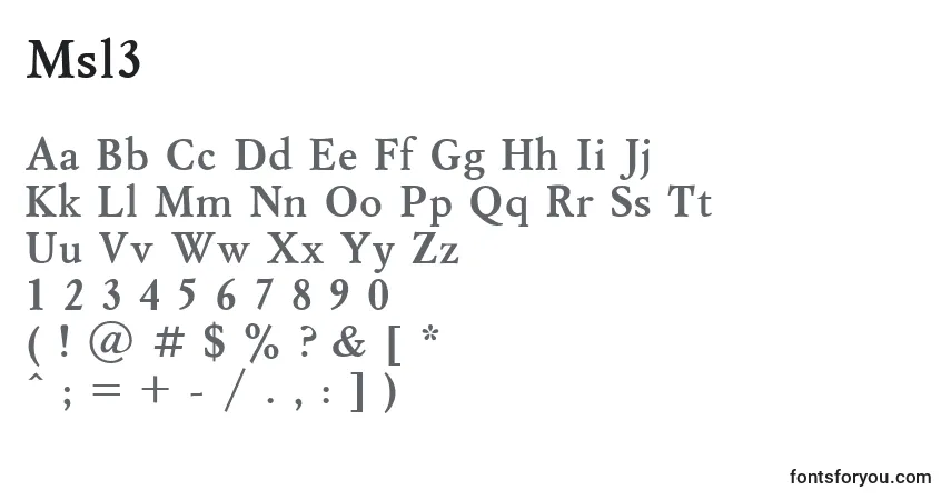 Msl3フォント–アルファベット、数字、特殊文字