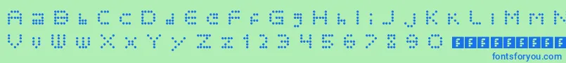 Polkadotcrazy-fontti – siniset fontit vihreällä taustalla