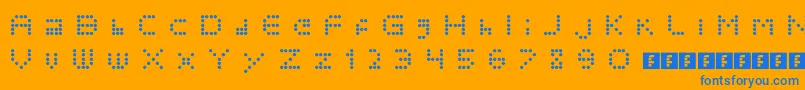 Polkadotcrazy-Schriftart – Blaue Schriften auf orangefarbenem Hintergrund